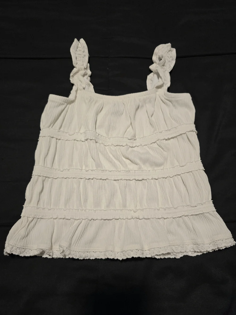 Old Navy Girls Smocked Ruffle Tank Top White Sea Salt Size Large 10/12